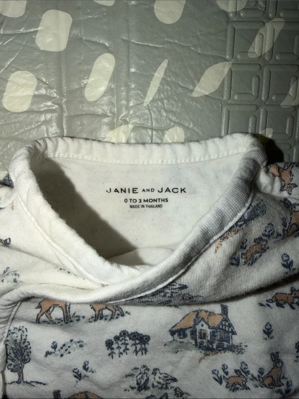 Janie and Jack Woodland Toile Baby One-Piece Footed Kimono-Style Sleeper
